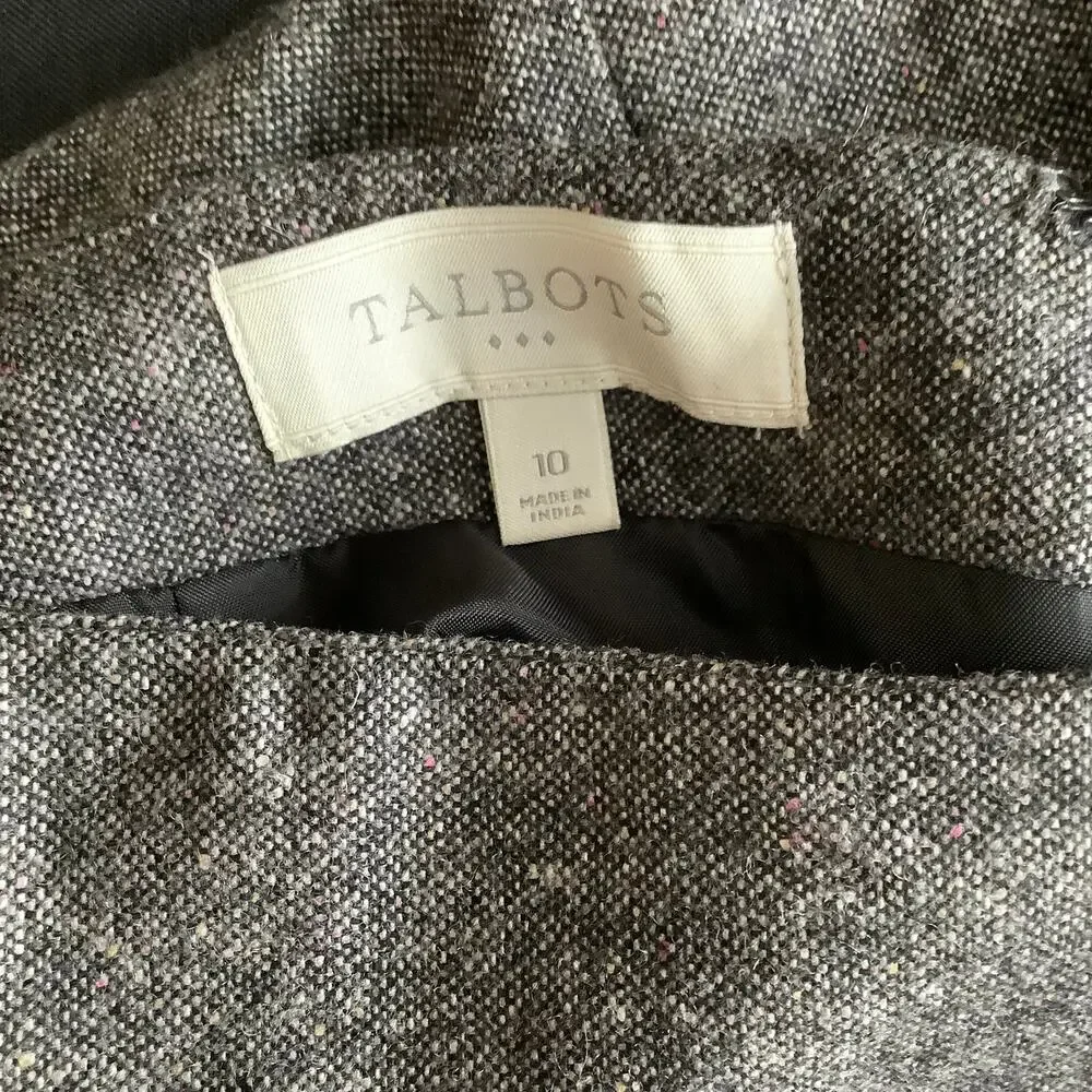 Talbots Wool Blend Confetti Tweed Lined Straight Pencil Skirt Gray Womens Sz 10